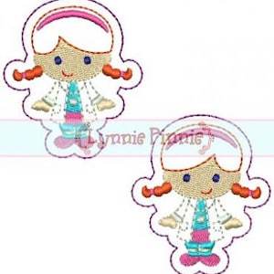 Cutie Doctor Girl FELT CLIPPIES felties 4x4 Machine Embroidery Design image 1