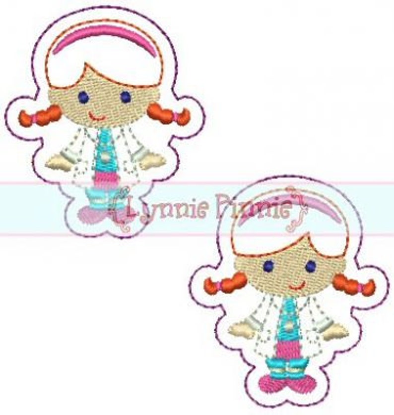 Cutie Doctor Girl FELT CLIPPIES felties 4x4 Machine Embroidery Design image 1