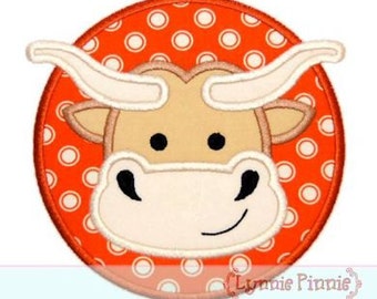 LONGHORN BULL Applikation 4 x 4 5 x 7 6 x 10 7 x 11 svg Maschine Embroidery Design INSTANT Download