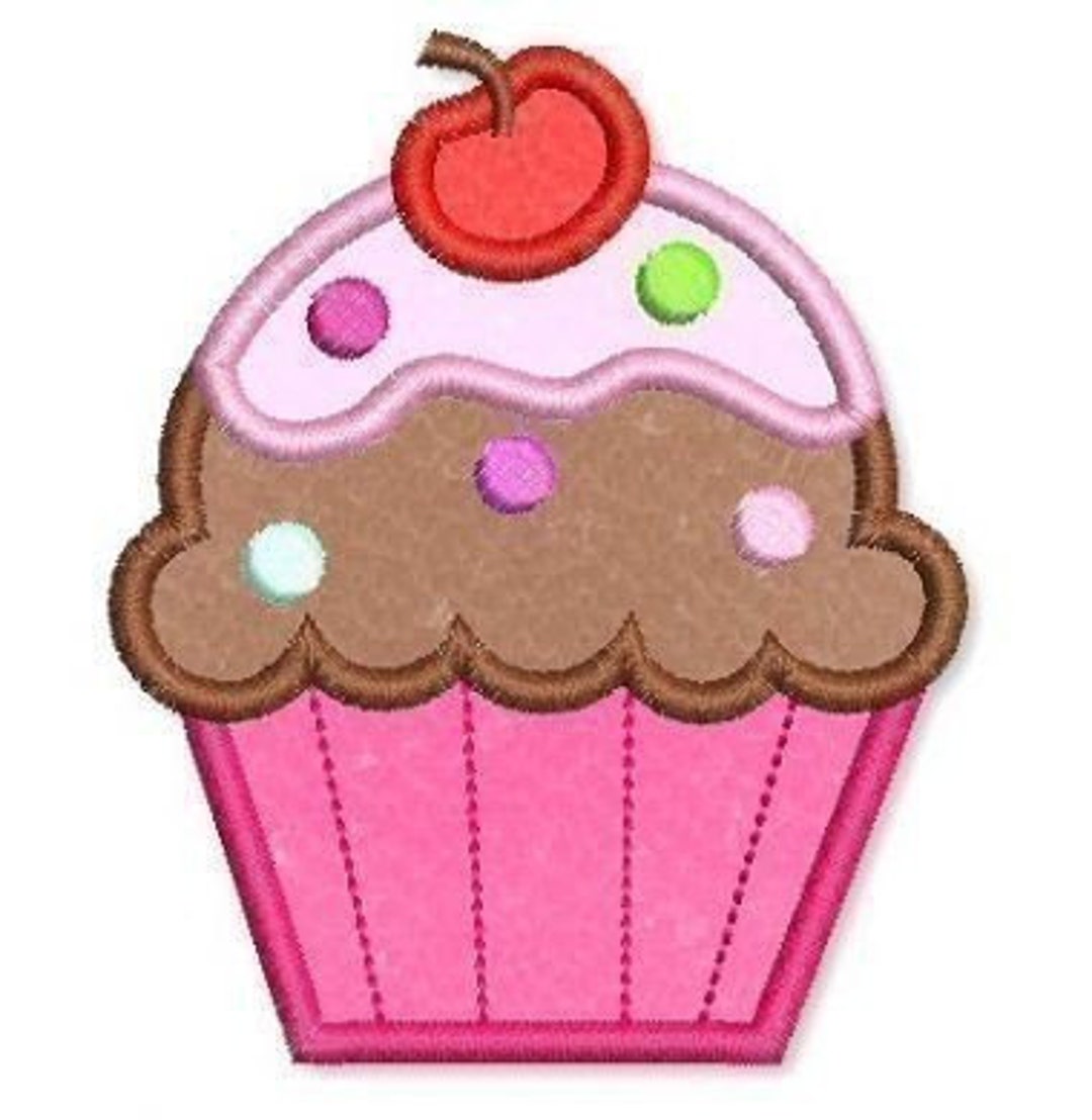 Applique CUPCAKE 2 4x4 5x7 6x10 Machine Embroidery Design Birthday ...