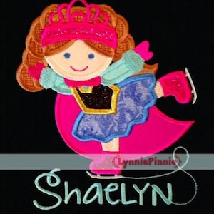 ICE SKATE PRINCESS 1 Applique 4x4 5x7 6x10 7x11 svg Machine Embroidery Design File