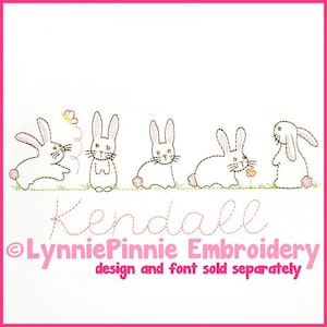 Simple Bunnies Vintage ColorWork Sketch Machine Embroidery Design File 4x4 5x7 6x10 7x11 Easter