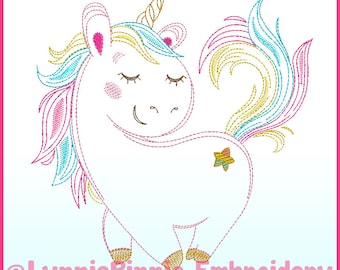 ColorWork RAINBOW UNICORN  4 sizes 4x4 5x7 6x10 Machine Embroidery Design