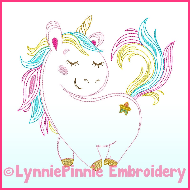 ColorWork RAINBOW UNICORN  4 sizes 4x4 5x7 6x10 Machine Embroidery Design