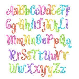 Whimsy Sparkle Optional Mylar FONT Uppercase & Lowercase 3 Sizes BX Machine Embroidery Design File