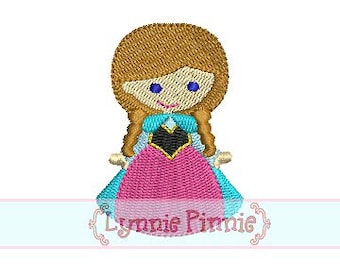 Snow Princess FILLED MINI 4x4 Machine Embroidery Design INSTANT Download