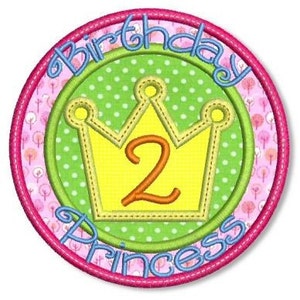 Corona de princesa Cumpleaños Número 2 DOS niña onesie babero traje de  fiesta Apliques diseños de bordado de máquina 2 meses años niña -   México