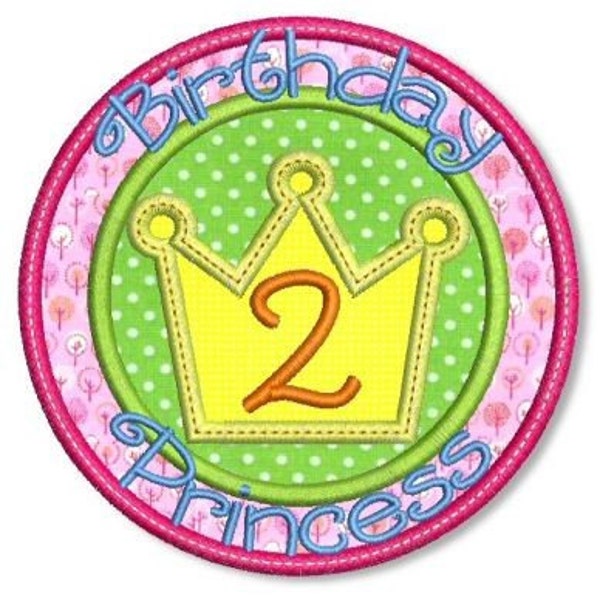 BIRTHDAY PRINCESS Applique Numbers Set 4x4 5x7 Machine Embroidery Design Girl  INSTANT File