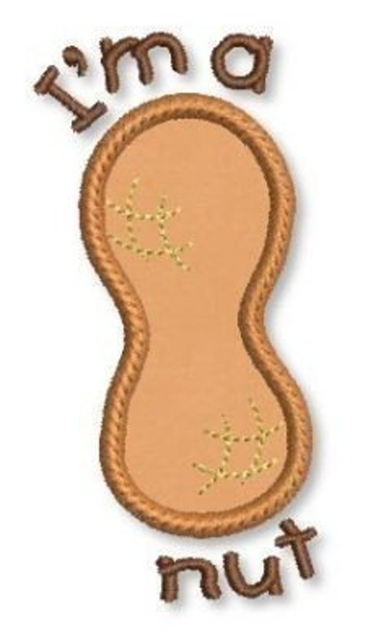 Peanut applique 4 styles 4x4 5x7 machine embroidery design  etsy