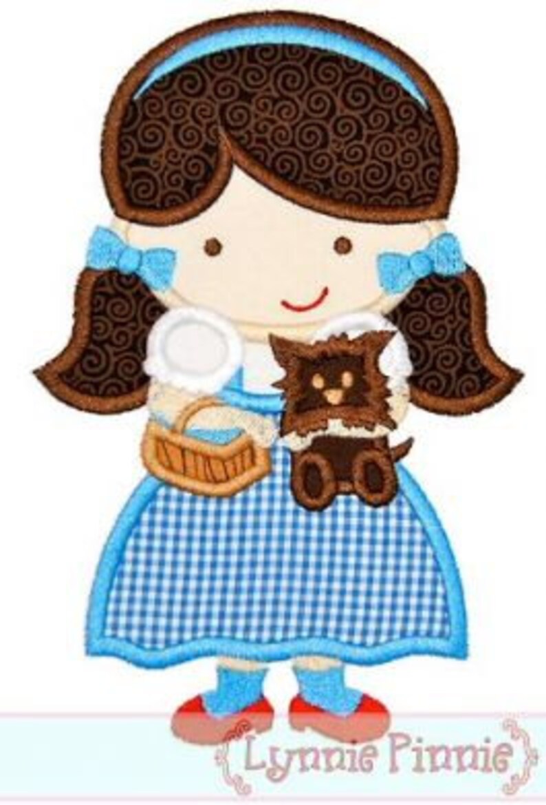 Cutie Dorothy With Toto Applique 4x4 5x7 6x10 7x11 svg Machine Embroidery Design INSTANT Download image 2