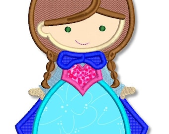 SNOW PRINCESS Cutie 4x4 5x7 6x10 svg Machine Embroidery Design  INSTANT Download