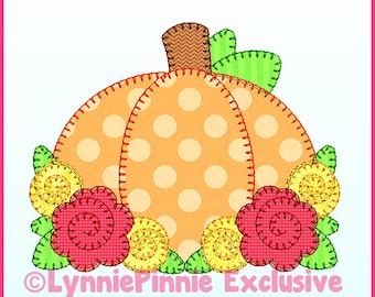 Bold Blanket Pumpkin Roses Applique 5 Sizes 4x4 5x7 6x10 7x11 Machine Embroidery Design File