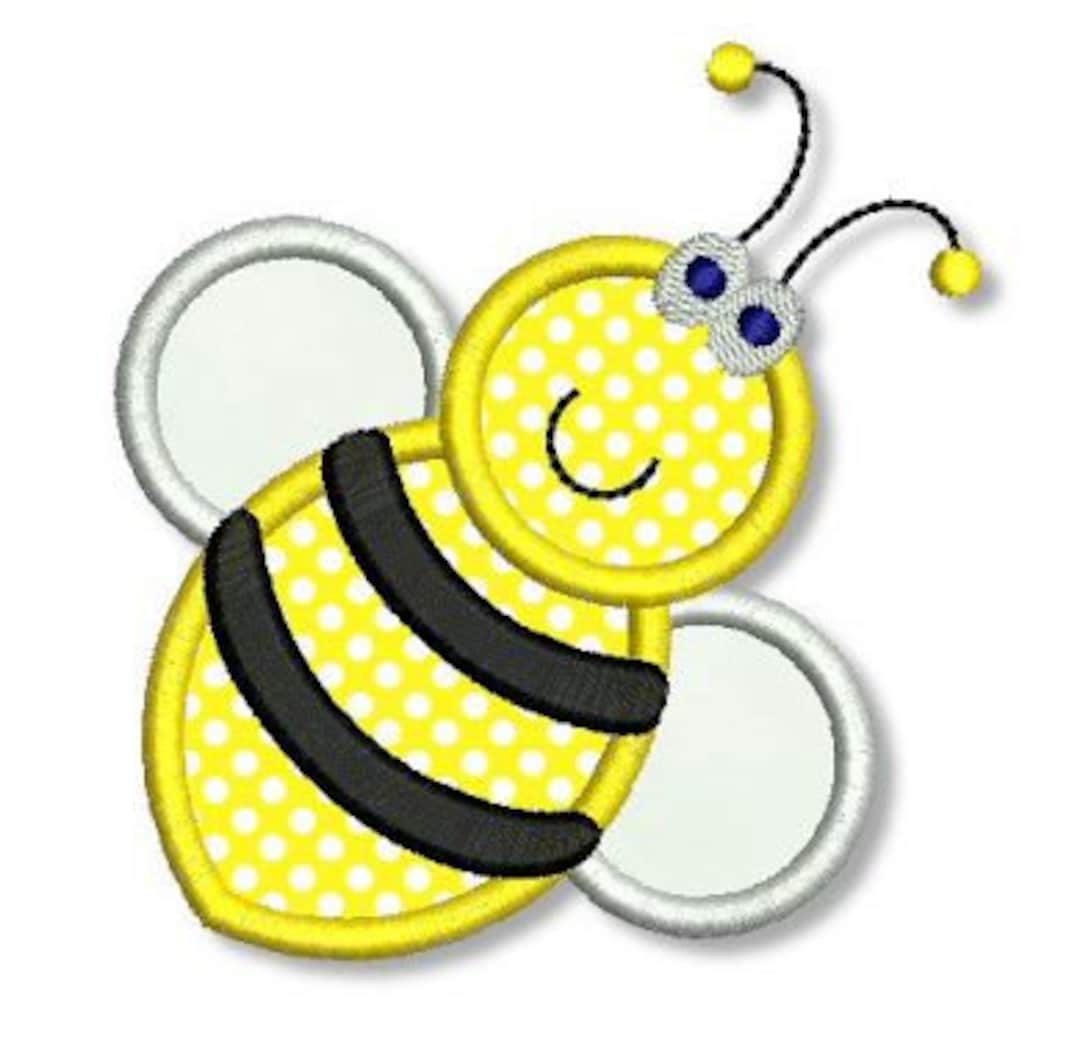 BUMBLE BEE Applique 4x4 5x7 Machine Embroidery Design Happy Bumblebee ...