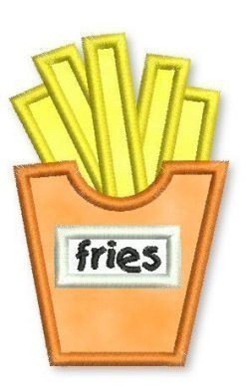 FRENCH FRIES Applique 4x4 5x7 Machine Embroidery Design INSTANT Download File image 1