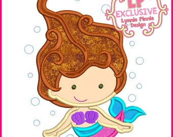 Underwater MERMAID with Bubbles Applique 4x4 5x7 6x10 7x11  SVG Machine Embroidery Design File