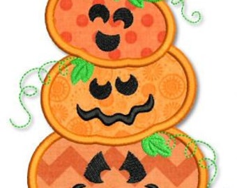 PUMPKIN STACK Applique 4x4 5x7 6x10 svg  Machine Embroidery Design File