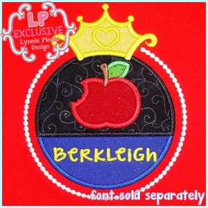 Apple Princess Circle Frame Applique 4x4 5x7 6x10 7x11 SVG Máquina Bordado Diseño Instantáneo