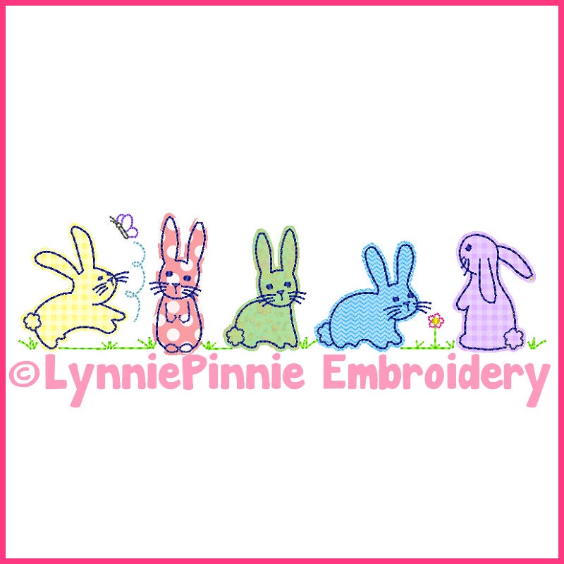 Simple Bunnies Applique 5 Sizes 4x4 5x7 6x10 Machine Embroidery Design ...
