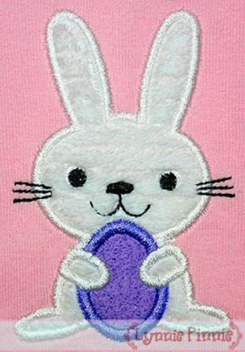 Little BUNNY With EASTER EGG Applique 4x4 5x7 6x10 Machine Embroidery ...