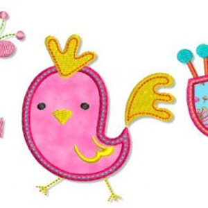 Funky CHICKEN Applique SET 4x4 5x7 Machine Embroidery Design  File