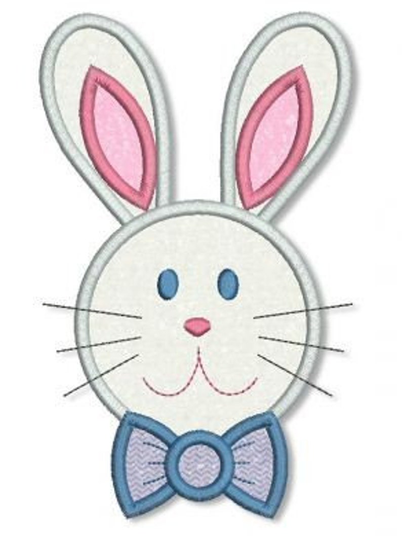 BUNNY BOY Applique 4x4 5x7 6x10 Machine Embroidery design Easter INSTANT Download File image 1