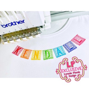 Papel Picado Paper Banner Fiesta LETTERTYPE hoofdletters DIGITALE borduurmachinebestand 4 maten plus BX
