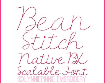 The Fighter Bean Stitch Font Uppercase & Lowercase Font DIGITAL Embroidery Machine File 5 sizes + Native BX Embroidery Font Scalable