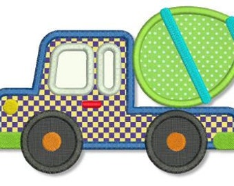 CEMENT MIXER Truck Applique 4x4 5x7 Machine Embroidery Design boy baby  INSTANT Download   File