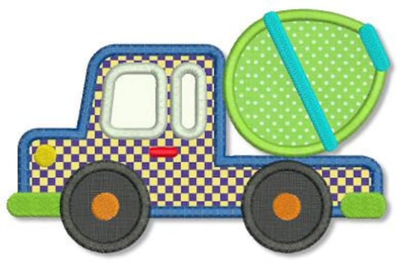 Cement mixer truck applique 4x4 5x7 machine embroidery design  etsy