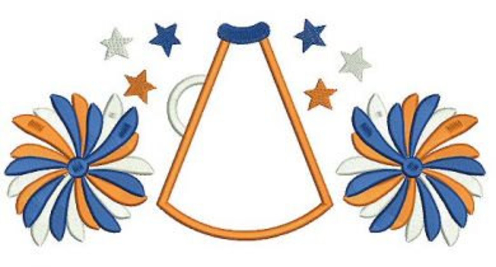 CHEER Pom Poms With MEGAPHONE Applique 4x4 5x7 6x10 Machine Etsy