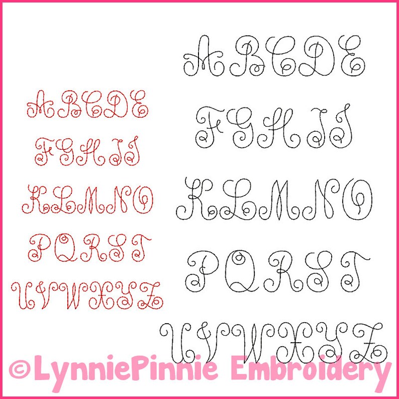 Quick Monogram Sketch Triple Run Embroidery Font 5 Sizes + BX Machine ...