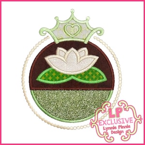 Lily PRINCESS Circle FRAME Applique 4x4 5x7 6x10 7x11 SVG Machine Borduurwerk Ontwerp Instant