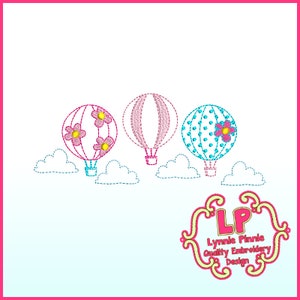 Colorwork Hot Air Balloons 5 Sizes Machine Embroidery Design File