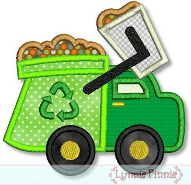 Garbage truck applique 4x4 5x7 6x10 7x11 machine jessecmault  etsy