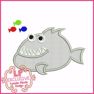 PIRANHA Applique 4x4 5x7 6x10 Machine Embroidery Design SVG Instant File
