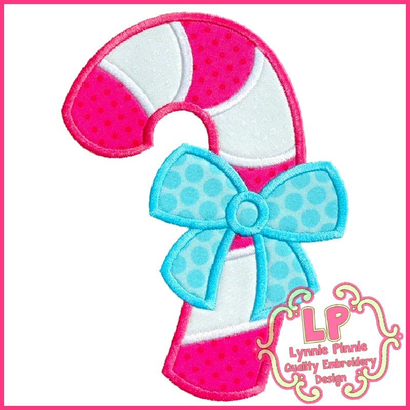 CANDY CANE With BOW Applique 4x4 5x7 6x10 Svg Machine Embroidery Design ...