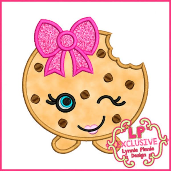 Cutie Kawaii Chocolate Chip Cookie Applique 4x4 5x7 6x10 7x11 SVG Machine Embroidery Design File