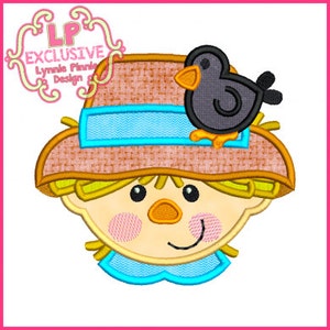 Happy Scarecrow Boy Applique 4x4 5x7 6x10 7x11 SVG Machine Embroidery Design File