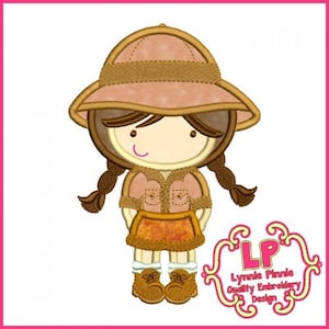 SAFARI GIRL Applique Machine Embroidery Design  4x4 5x7 6x10   File