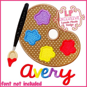 ARTIST Palette with Brush Applique 4x4 5x7 6x10 Machine Embroidery Design Instant File