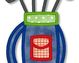 GOLF BAG Applique 4x4 5x7 6x10 Machine Embroidery Design girl boy  INSTANT Download File