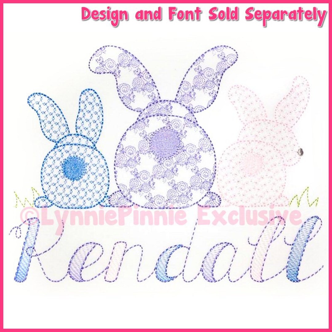 Vintage Pattern Bunnies Colorwork Sketch Machine Embroidery Design File ...