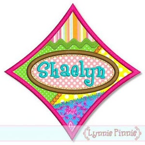 PATCHWORK Name FRAME Applique 4x4 5x7 6x10 Machine Embroidery Design scraps INSTANT Download File image 1