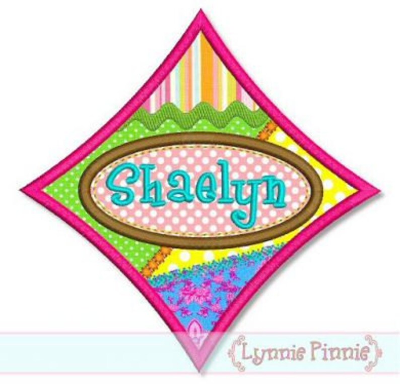 PATCHWORK Name FRAME Applique 4x4 5x7 6x10 Machine Embroidery Design scraps INSTANT Download File image 1