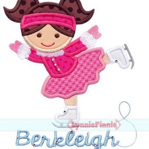 ICE SKATER GIRL  Applique 4x4 5x7 6x10 7x11 svg Machine Embroidery Design File