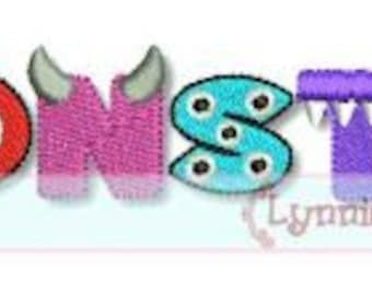 MONSTER Word Art COLLAGE 4x4 5x7 6x10 Machine Embroidery Design boy girl INSTANT Download