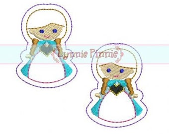 Snow Princess FELT CLIPPIES 4x4  Machine Embroidery Design clips felties  File