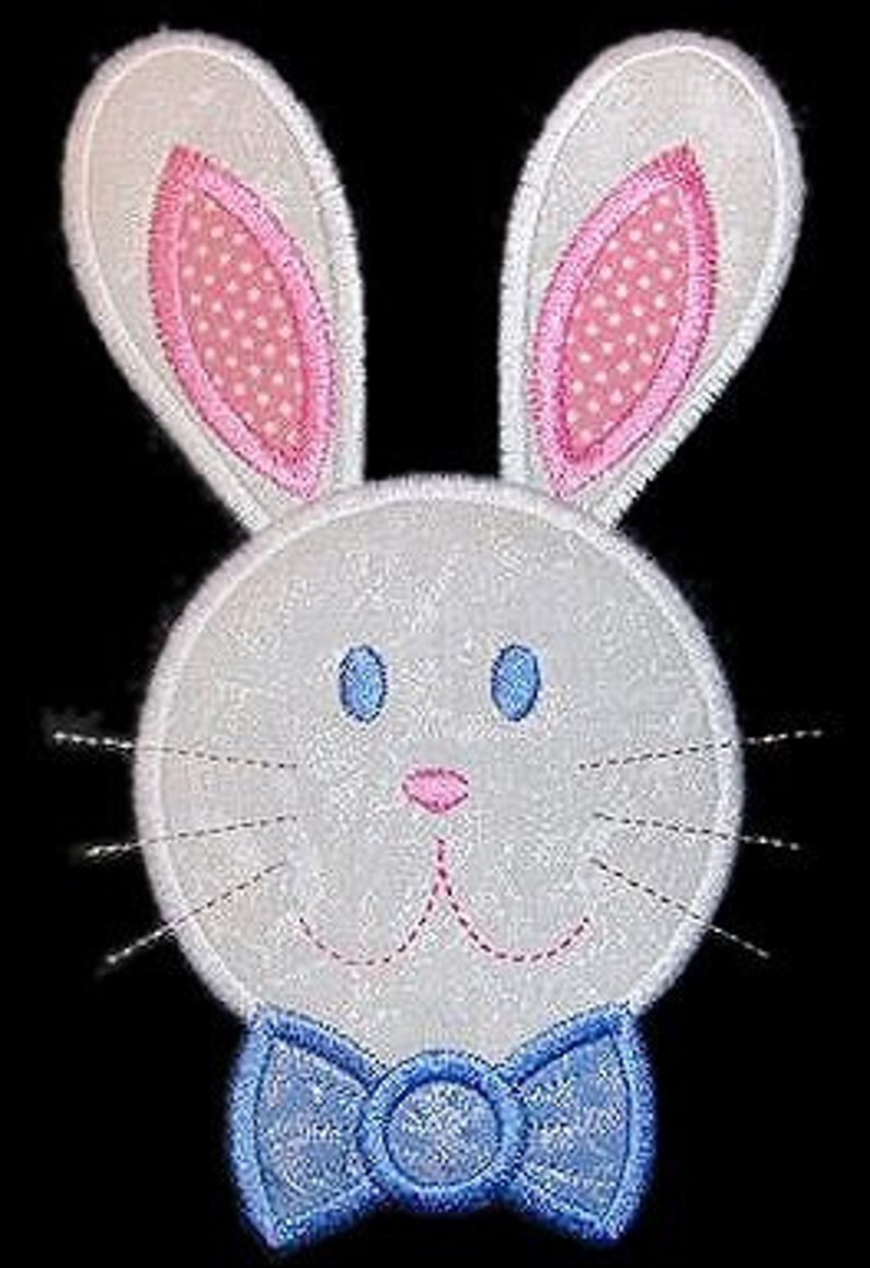 BUNNY BOY Applique 4x4 5x7 6x10 Machine Embroidery design Easter INSTANT Download File image 3