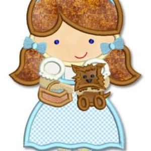 Cutie Dorothy With Toto Applique 4x4 5x7 6x10 7x11 svg Machine Embroidery Design INSTANT Download image 1