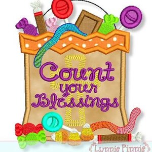 COUNT Your BLESSINGS Candy Bag Applique 4x4 5x7 6x10 7x11 Machine ...